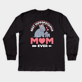 Best Hippotamus Mom Ever, My First Mommy Day, Mom Hippopotamus Kids Long Sleeve T-Shirt